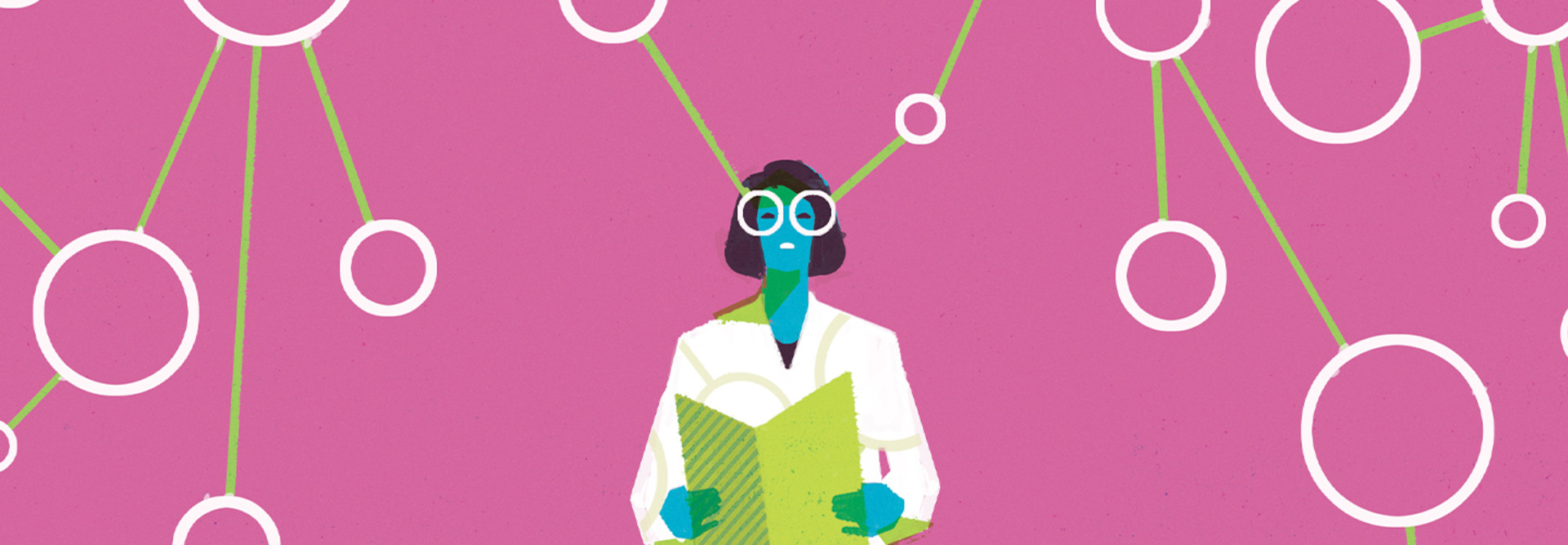 illustration of women with different line branches and bubbles
