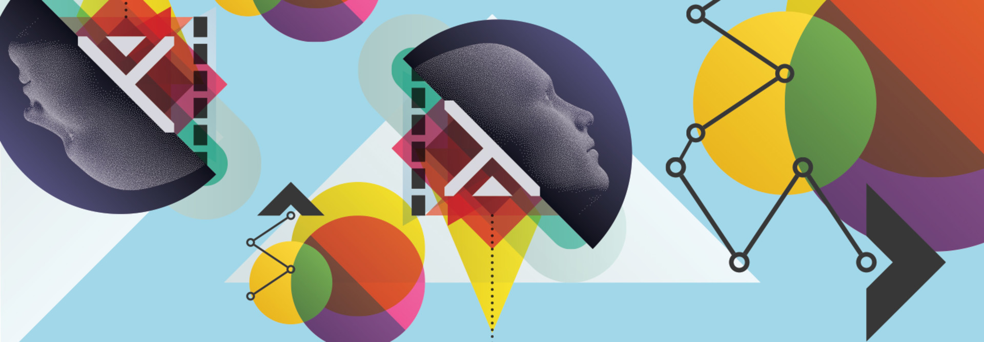 abstract concept of face on colorful shapes