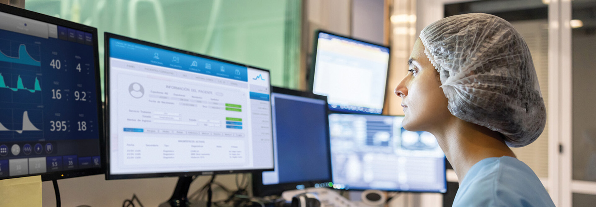 nurse inputting data