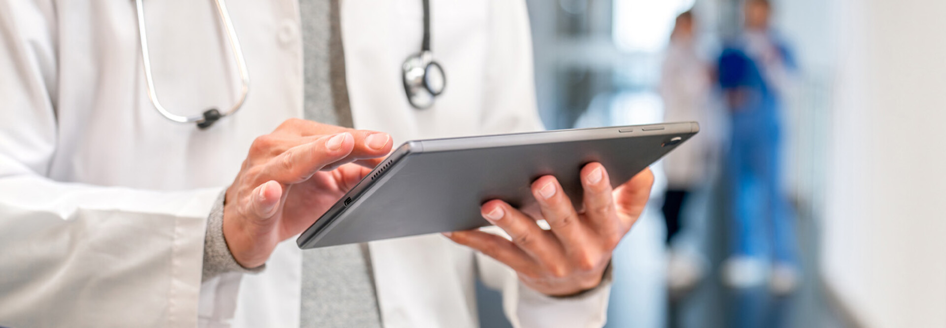 Doctor using tablet