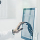 Doctor using computer in hospital