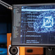 Desktop monitor with brain AI concept