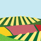 illustration of colorful hills and farms