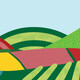illustration of colorful farms and hills