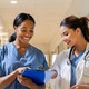 Nurse and doctor coordinating