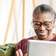 Older person using tablet