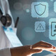 Doctor using secure tablet