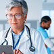 Doctor using tablet