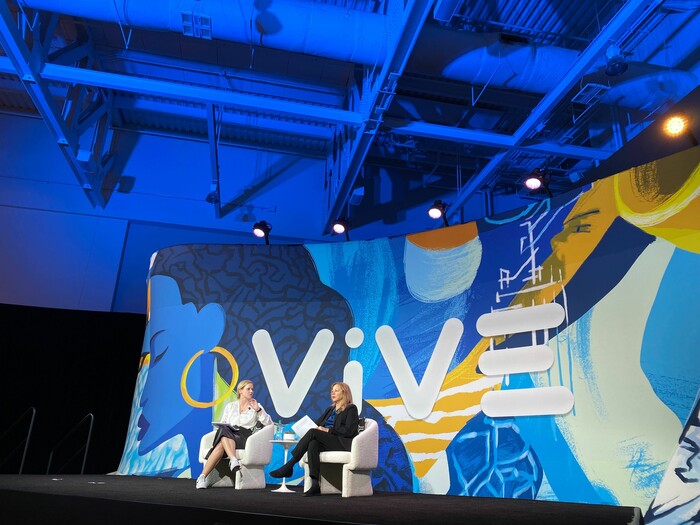 Calli Dretke and Lisa Gallagher on stage at ViVE 2025