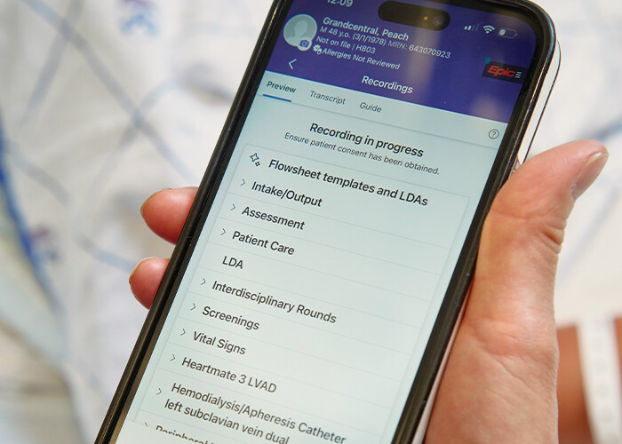 phone with ambient listening program opened