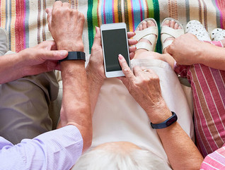 Seniors using gadgets