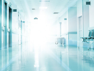Hospital hallway filled with light