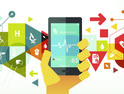 Medical apps and tech graphic illustration