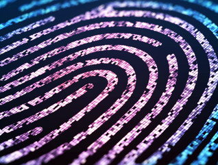 Digital fingerprint on a black background close up.