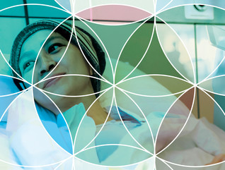 Smiling patient with kaleidoscope effect