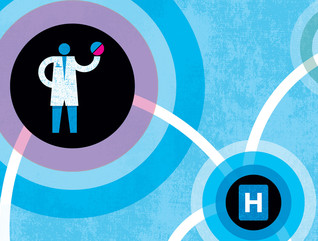 concept art with medical icons inside connected circles