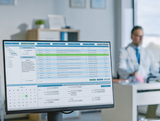 Doctor using online medical records