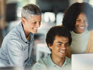 Coworkers collaborating in the office