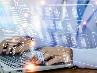 Doctor using AI document management concept