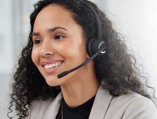 contact center employee smiles