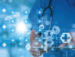 chatbot concept with nurse on phone