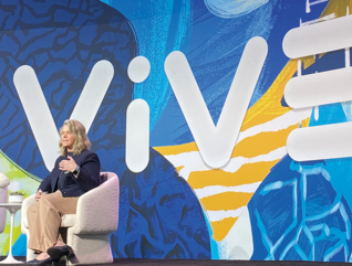 Julia Chou and Ryannon Frederick on stage at ViVE 2025