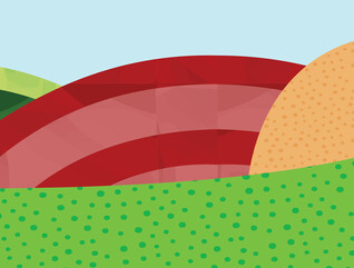 illustration of colorful hills and fields
