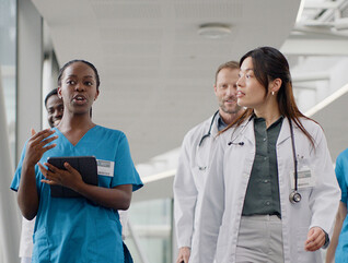 Doctors walking in a hospital