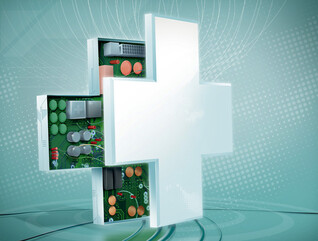 medical symbol with circuit board