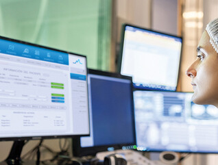 nurse inputting data