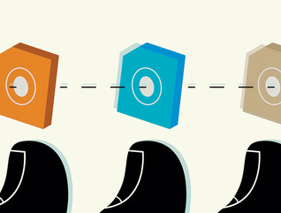 five thumbs pointing at five document icons
