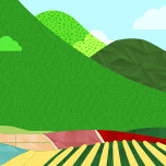 illustration of hills and fields