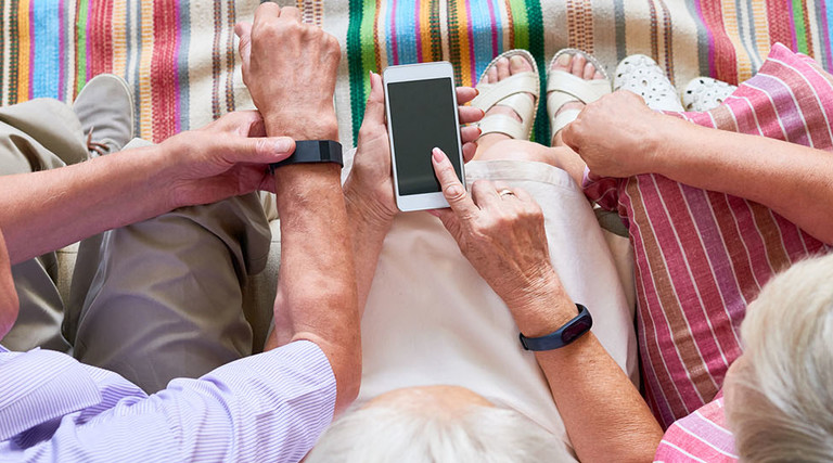 Seniors using gadgets