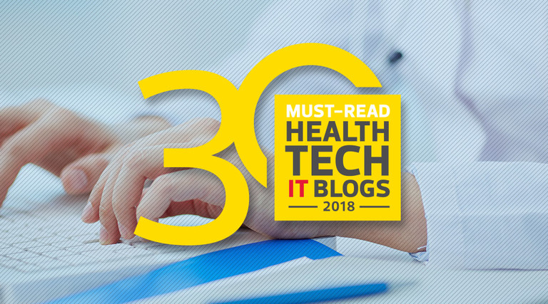 Doctor's hands on a keyboard with Must-Read blogger list logo