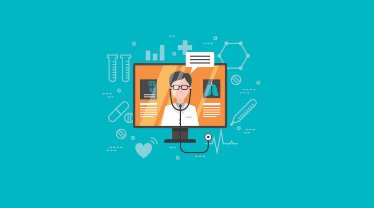medical treatment online concept in flat design