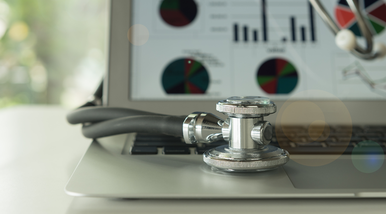 Laptop and stethoscope