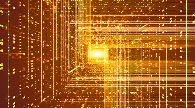 Binary Data Stream Background orange abstract lines