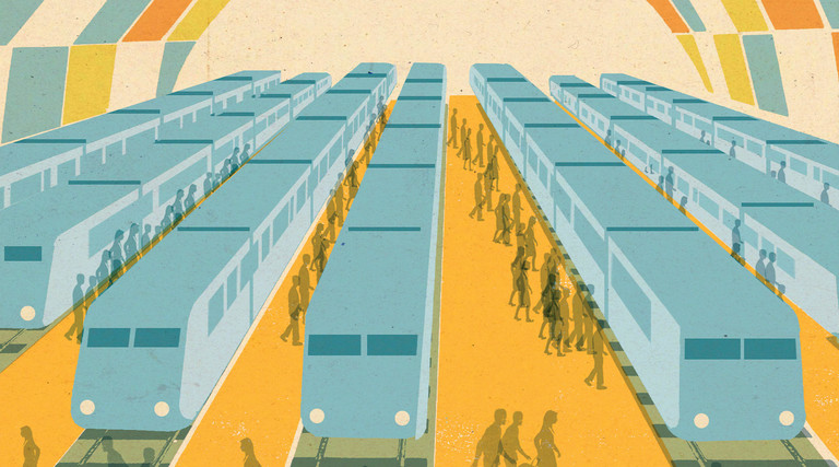 Illustration of people commuting