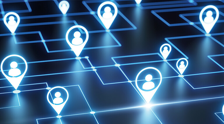 concept of circuit board with identity icons