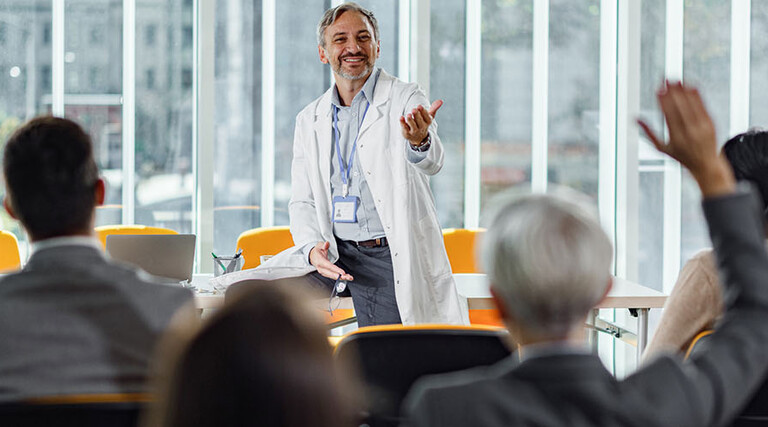 Doctor holding a Q&A session