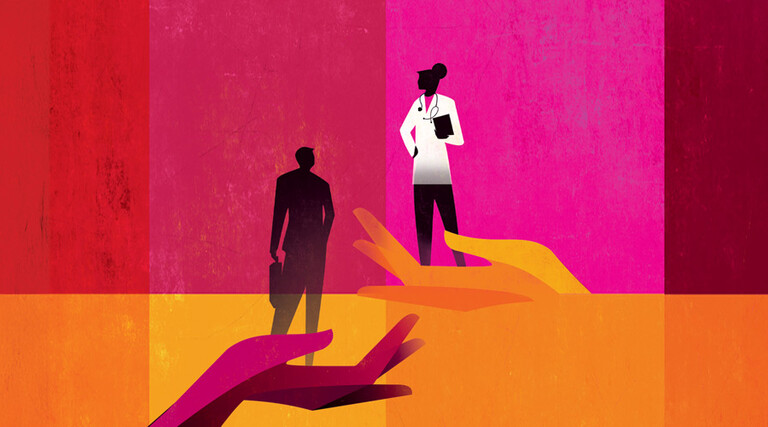 illustration of two people on hands close together