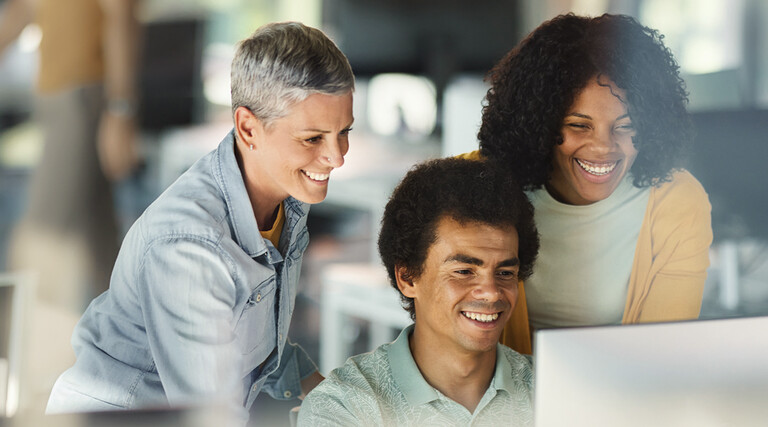 Coworkers collaborating in the office