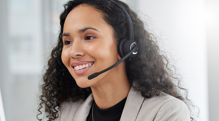 contact center employee smiles