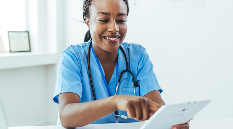 Doctor accessing medical records