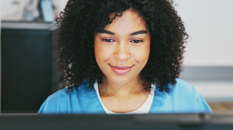 Doctor using computer