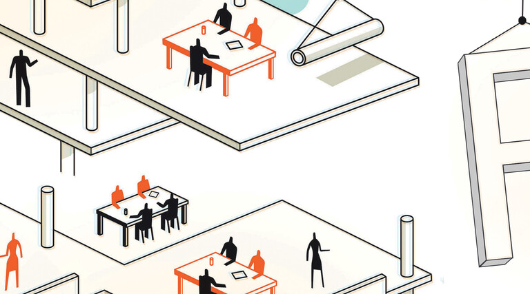 Illustration of office under construction