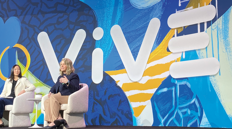 Julia Chou and Ryannon Frederick on stage at ViVE 2025