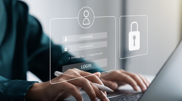Person logging into their computer