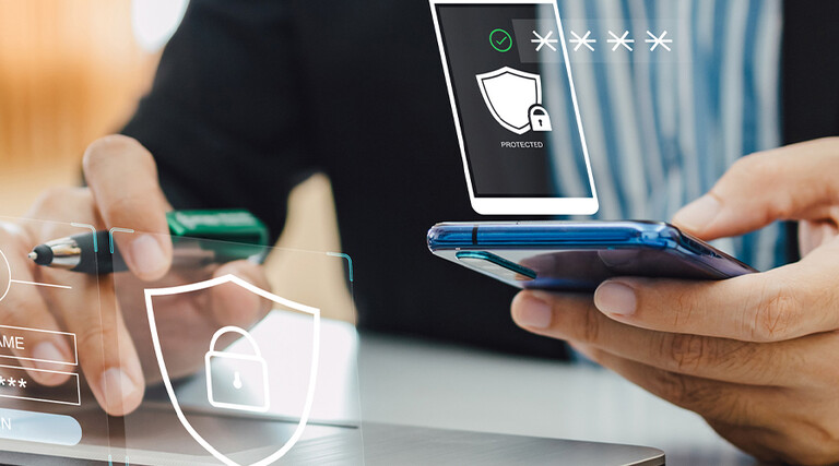 Person using two factor authentication