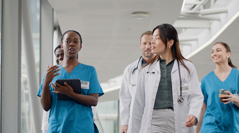 Doctors walking in a hospital